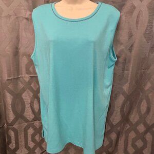 Women's Gently Worn Adorable Turquoise Tank Top with an Accented Crewneck